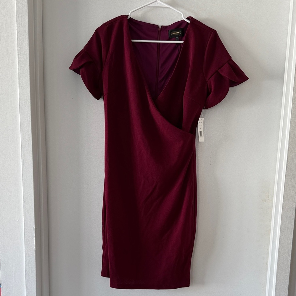 Alexia Admor Burgundy Ruffle Sleeve Mini Dress